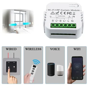 Wi-fi a Rf Smart Závěs Spínač,Tuya rolety Žaluzie Modul,Elektrický Závěs, Otvírák,kompatibilní s Alexa,Google, 110 220V 1
