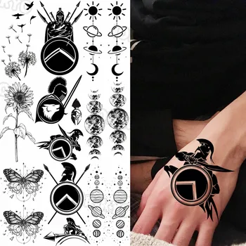 Sparťan Sall Dočasné Tetování Pro Ženy, Muže, Realistické Motýl Vesmíru Pampeliška Falešné Tetování Nálepka Tělo Tetování