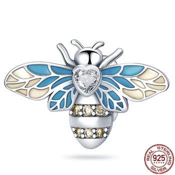 925 Sterling Silver Bezpečnostního Řetězce, Motýl Maceška Včelí Kouzlo Korálků fit Originál Pandora Náramek Šperky Dělá Krásné Dárky 1