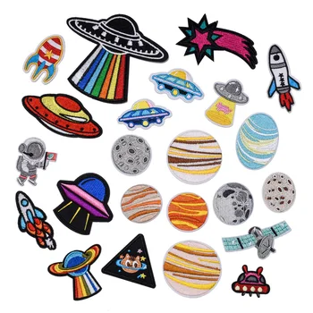UFO Výšivky Žehlička na Záplaty Cartoon Planet, Odznaky DIY Thermo Nálepky na Oblečení Díra Patch Dekorativní Satelitní Nášivky