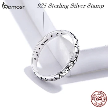 Bamoer 925 Sterling Silver vinné Révy Vzor Prsteny pro Ženy Vintage Classic Vykládané Zirkony Osobní Šperky Dárek SCR659 3