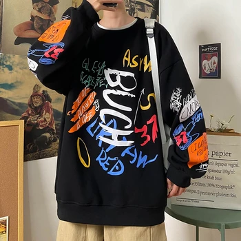 2021 Jaro Podzim Pánské Mikiny Hip Hop Móda Streetwear Print Mikina Harajuku Muži Ležérní Pánské Oblečení Mikina Muži