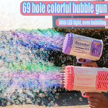 Mýdlové Bubliny Zbraň Rocket 69 Otvory, Bubliny, Kulomet, Raketomet, Automatické Ventilátoru Mýdlo, Hračky Pro Děti, Děti, Dárek Pomperos Hračky 2