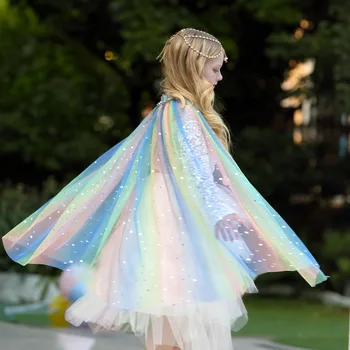 Dívky Princezna Flitry Plášť Dětí Šál Děti Oblékají Sako Narozeniny Svatební Party Cape Dítě Kabát Tyl Pláž Nosit Oblečení
