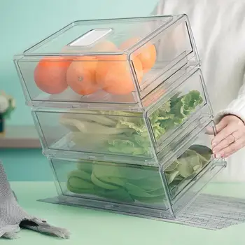 Lednička Ovoce Organizér s Víkem na Skladování Zeleniny Box Zapečetěné Stabilní Transparentní Vejce Úložný Box Zásuvka na oblečení Fruit Case