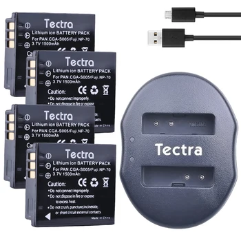 Tectra 4ks CGA-S005 CGA-S005E Bateria +USB Duální Nabíječka pro Panasonic DMC FX100 FX10 FX50 LX2 LX3 FX8 FX9 FX180 FX12 FX120