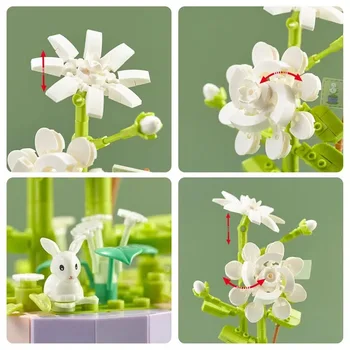 Mini Stavební Bloky Kytice 3D Model Hračky DIY Cihly Domácí Dekorace Rostliny Hrnkové Květiny Shromáždění Hračky pro Dívky, Děti, Dárky 3