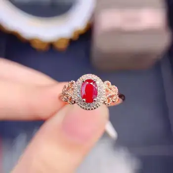 Červené Zirkon Kroužky Dárek Přírodní Čínské 925 Stříbro Nastavitelný Prsten Drahokamy Vyřezávané Kámen Šperky Talismany Crystal Amulety Ženy