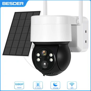 1080P Wi-fi Solární Kamera Venkovní Noční Vidění PTZ IP Kamera S Solární Panel Nabíjení Baterie 2MP CCTV bezpečnostní Kamery
