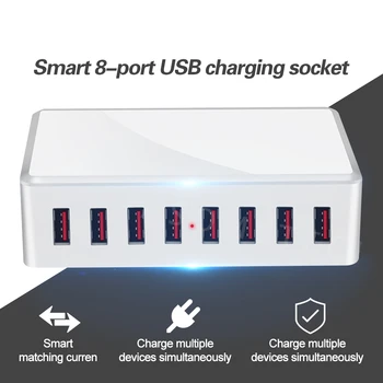8 Portů USB Charger 40W Přenosný USB Stolní Inteligentní Nabíjecí Stanice pro iPhone iPad Tablet Multi USB Zařízení, Cestovní Napájecí Adaptér
