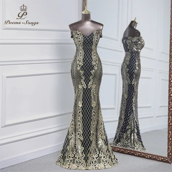 Elegantní dámské šaty na párty, Zlaté a Černé flitry Večerní šaty Ples Šaty svatební šaty Vánoční šaty družička šaty