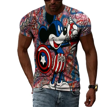 Disney Mickey Mouse Pánské T-shirt Kreslený 3D Tisk Harajuku Stylu Pánské nadměrné velikosti T-shirt Loose Top dětské tričko s Krátkým