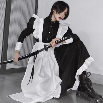 Unisex Služka Oblečení Muži Nosí Cosplay Roztomilé Japonské Lolita Šaty Anime Služka Oblečení Loli Černá Služka Oblečení Lolita Kawaii Gothic