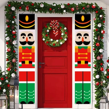 Dveře Závěs Louskáček Voják Krytý Venkovní Louskáček Vánoční Výzdoba, Veselé Vánoce Dveře Dekor Šťastný Nový Rok 2023 Navidad