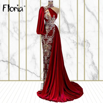 Střední Východ Luxusní Celebrity Šaty Robe femme večírek Zakázku arabské Vysoká Krk Elegantní Plesové Šaty pro Svatební Party