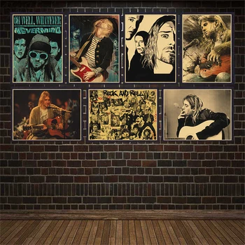 Retro Kraftový Papír, Plakát Kurt Cobain Rocková Hudba Zpěvák Hvězda Kapely Zdi Plakáty Wall Art Obraz Dekorace Domova