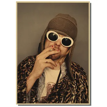 Retro Kraftový Papír, Plakát Kurt Cobain Rocková Hudba Zpěvák Hvězda Kapely Zdi Plakáty Wall Art Obraz Dekorace Domova 3