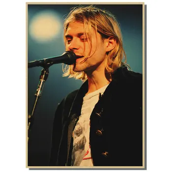 Retro Kraftový Papír, Plakát Kurt Cobain Rocková Hudba Zpěvák Hvězda Kapely Zdi Plakáty Wall Art Obraz Dekorace Domova 4