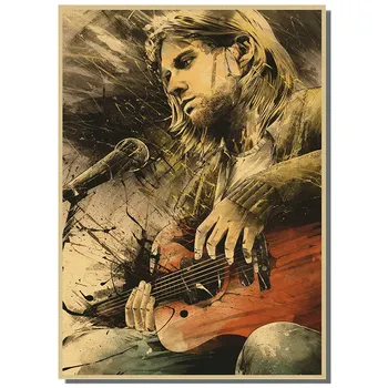 Retro Kraftový Papír, Plakát Kurt Cobain Rocková Hudba Zpěvák Hvězda Kapely Zdi Plakáty Wall Art Obraz Dekorace Domova 5