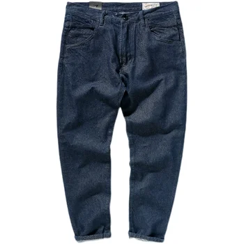 Podzimní Retro Jeans Pánské Straight Nostalgické Těžká Váha, Černé a Modré Čisté Bavlny Prát Starý Americký Denim Tužka Kalhoty 4