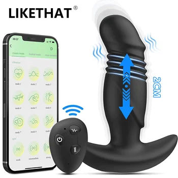Bluetooth Prostaty Masér Teleskopické Anální Plug Vibrátory Sexy Hračky pro Muže, Gay Dildo pro Ženy APP Dálkové Ovládání Vibrátor