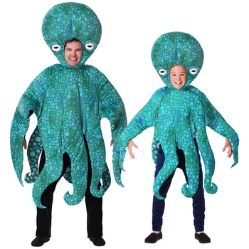 Rodič-děti Zelené Chobotnice Kostýmy Rodinné Párty pro Dospělé Cosplay Kostým Malá Chapadla Chobotnice Sealife Halloween Cosplay Šaty-up