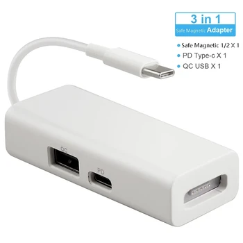 3 v 1 USB-C Bezpečný Magnetický Adaptér USB 3.1 Typ-C Magsaf* 1/2 Converter pro Macbook PRO Notebook Laptop Smartphone USB Hub