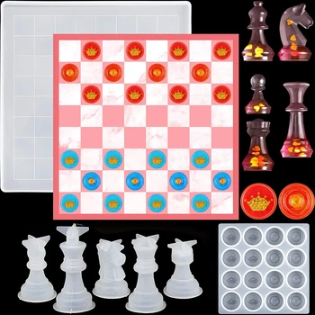 Šachovnice Silikonové Formy Mezinárodního Šachového Epoxidové Pryskyřice Licí Formy Šachy s Checkers Board Silikonové Pryskyřice Formy