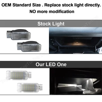 LED Zdvořilost Dveře Kufru, osvětlení prostoru pro Nohy přihrádce Světlo Lampy Pro Audi A1 A2 A3 A4 A5 A6 A7 A8 Q3 Q5 Q7 TT B5 B6 B7 B8 Auto Bílé VW 2