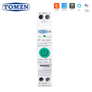 TOMZN 40A 1P+N WI-fi Smart Switch Elektroměr Kwh Měření Monitorování Jistič Časovač Relé MCB TUYA smartlife