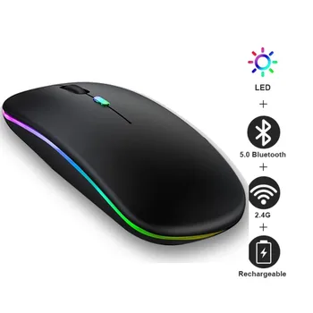 Bezdrátová Myš Dobíjecí RGB Bluetooth 2.4 G Tichý Herní Notebook Mouse Gamer Dobíjecí Myš pro Počítač s LED Podsvícením Myši